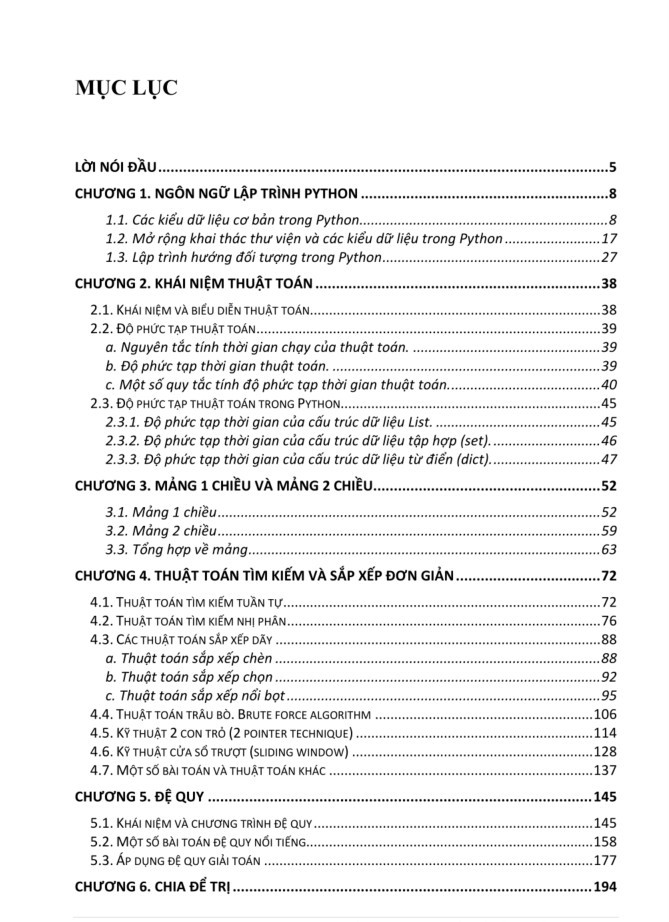 PYTHON: THUẬT TOÁN VÀ CẤU TRÚC DỮ LIỆU - BÀI TẬP VÀ LỜI GIẢI (Volume 1)